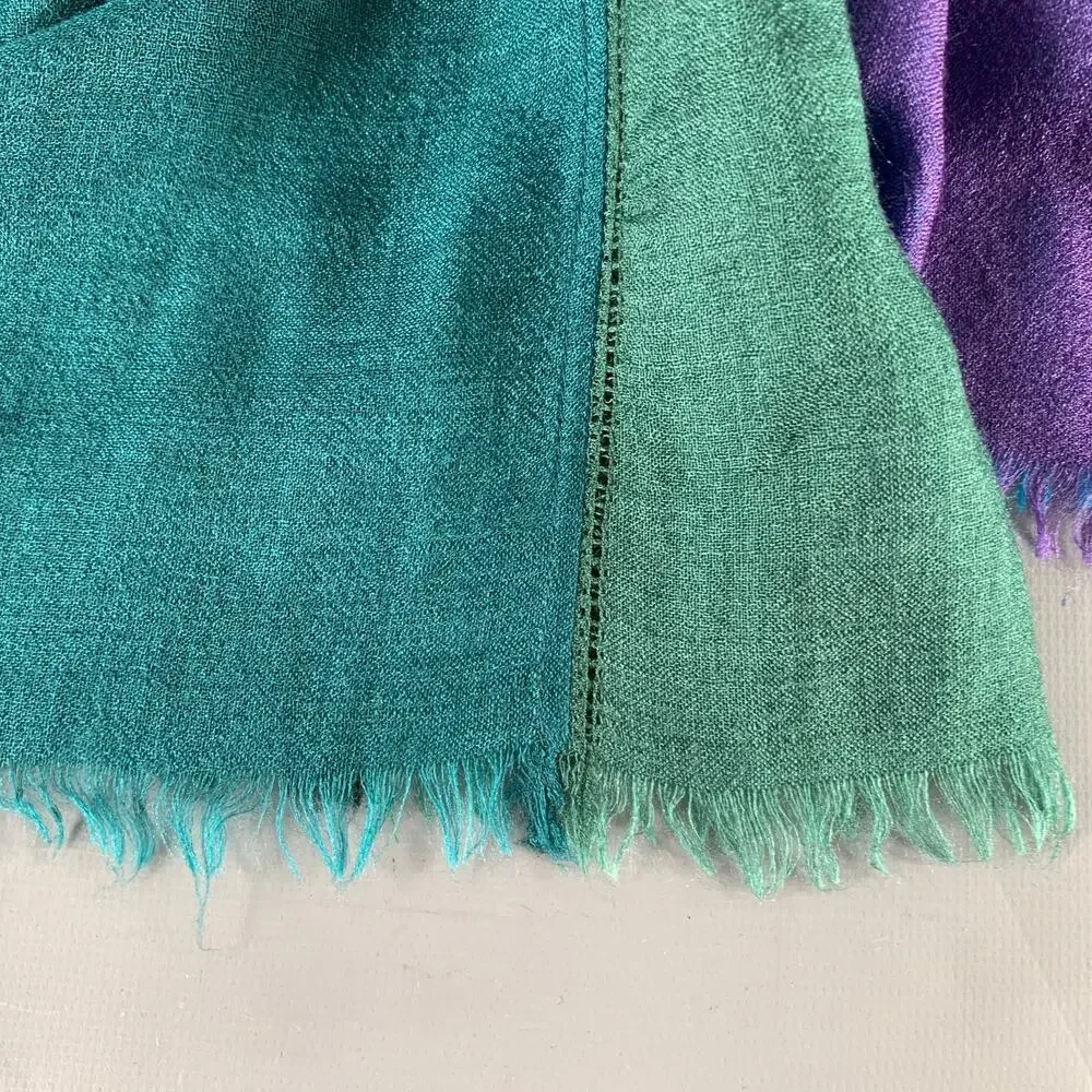 AKRIS Multi Color Stripe Color Block Silk Blend Scarf
